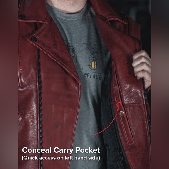 NWOT NIGHT RIDER MEN'S MOTORCYCLE LEATHER JACKET in Red - Picture 6 of 13